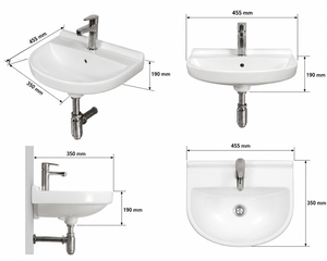 SPRIAL Modern Oval Polished Full Flow Wall Hung Wash Basin Easy Clean 9L Capacity Office Hotel Hospital Villa - Product Image 5