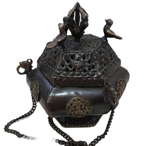 Nouveauté - Brûleurs d'encens suspendus en cuivre antique tibétain avec parfum aromatique longue durée - Product Image 2