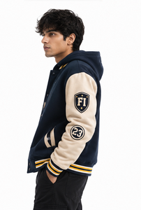 Chaqueta Varsity Reversible de Doble Cara para Hombre, Chaqueta Universitaria con Mangas de Cuero, Corte Regular, con Capucha, Unisex, Proveedor de Chaquetas Letterman - Product Image 5
