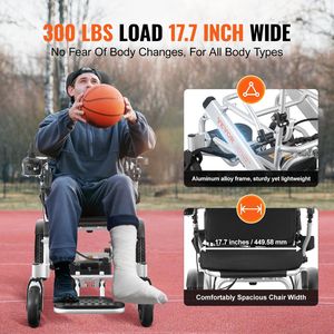 Fauteuil roulant électrique léger pour adultes et personnes âgées, capacité de charge de 300 lb, largeur de 17,7 pouces, pliable et motorisé - Product Image 6