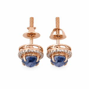 18K Rose Gold Oval Rainbow <b>Crystal</b> Halo <b>Stud</b> <b>Earrings</b> for Women High Polish Wedding Party Gift Fine Jewelry Design - Product Image 4