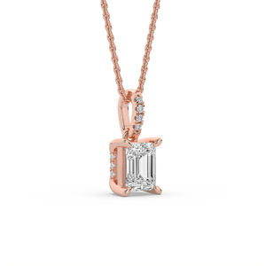 Pendentif en diamant de laboratoire de qualité supérieure 1,61 ct, or 14 carats, taille émeraude brillante, clarté VS1, collier minimaliste sophistiqué - Product Image 3