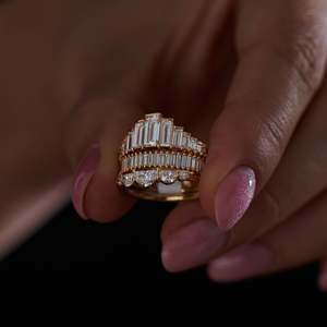Women's 14K Solid Gold Emerald Cut Diamond Engagement Ring Channel Setting Classic Style - Product Image 3