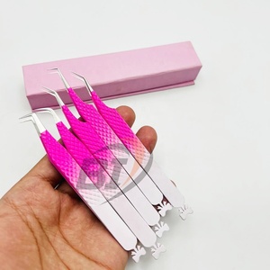 Pince à épiler d'extension de cils en acier inoxydable rose blanc Logo d'impression personnalisé de haute qualité testé à la main Beautivia International - Product Image 4