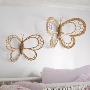 Hermosa Decoración de Pared de Ratán con Forma de Mariposa, Escultura Artística Creativa de Animales para Dormitorio Infantil, Adorno para Cuarto de Bebé, Venta al por Mayor - Product Image 1