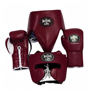 <b>Navy</b> Blue Manufacture Fight Gear No Boxing No Life Professional Laced Boxing Sparring <b>Set</b> Genuine Leather 4-layer Thick Padding - Product Image 4