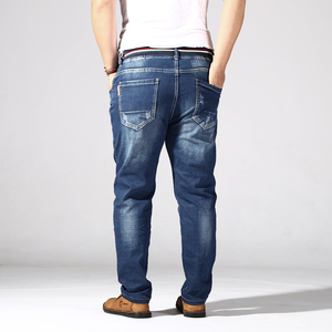 Jeans de Mezclilla para Hombre, Corte Recto, Ajustados, Desgastados, Cintura Media, Algodón Transpirable, Lavados, Casuales, para Otoño, Invierno y Primavera - Product Image 3
