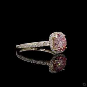 Designer Vintage 8CT Pink Lab Grown <b>Diamond</b> <b>Ring</b> VS1 IGI Certified 14K Yellow Gold Rhodium Plated Women's Engagement Fine - Product Image 3