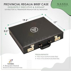Mallette rigide noire en similicuir pour tablier de régalia maçonnique provincial, avec emblème Triple Tau doré pour chapitre Royal Arch - Product Image 2