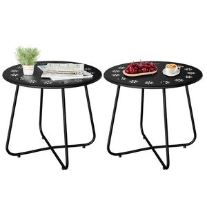 Table d'appoint extérieure en acier résistant aux intempéries avec découpes florales pour patio, jardin, balcon - Product Image 3