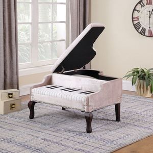 21 pollici Beige pianoforte argento nailhead Storage Ottoman elegante sgabello e ottomana per un'organizzazione efficiente - Product Image 4