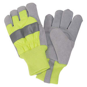 Cowhide Split Leather Industrial Safety <b>Gloves</b> with <b>Knit</b> Wrist Cuff Canadian Rigger Construction Design for Hand Arm Protection - Product Image 1