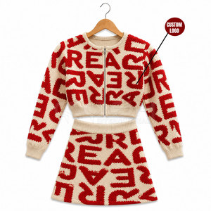 Ensemble de tenue formelle en tricot Cosh International Sisterhood Sorority, haut court à manches longues en tricot, ensemble jupe et haut, mini-jupe - Product Image 5