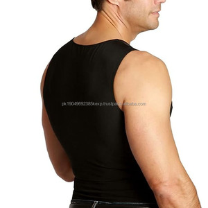 Custom Logo <b>Black</b> Athletic Stretch Compression <b>Men</b> Tank Tops Body Shaper - Product Image 3