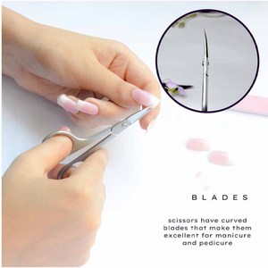 Ciseaux à cuticules en acier inoxydable avec logo personnalisé, lame courbée, petits ciseaux à manucure et à sourcils pour femmes - Product Image 5