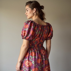 Vestido MIDI lavanda de viscosa 100% algodón transpirable para Niñas para mujeres con diseño elegante y opciones de manga para una elegancia versátil - Product Image 3