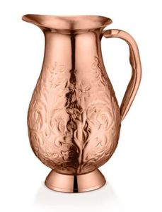 Designer Copper Drink Pitcher with Lid <b>Tall</b> Kitchen Water Jug with Handle for Dining <b>Table</b> Beverage Presentation - Product Image 6