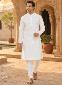 Mens White Raw Silk Kurta Stand Collar Ethnic Casual Shirt Fashionable Traditional Festive Wear <b>Tunic</b> Top Supplier - Product Image 1