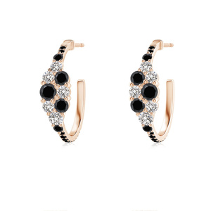 Pendientes de Aro con Racimo de Diamantes Negros Naturales, Oro de 10K, 14K, 18K, Plata 925, 935, Joyería Fina Personalizada para Aniversario, Compromiso, Fiesta - Product Image 3