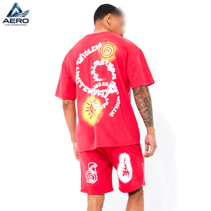 Ensemble de t-shirt et short pour homme de haute qualité, manches courtes, rouge, été, imprimé graphique, tissu épais, streetwear unisexe - Product Image 2