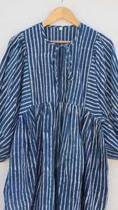 Vestido Midi de Algodón a Rayas con Botones para Mujer, Mangas Abullonadas, Corte Entallado, Colección Boutique Étnica Casual de Verano, Ecológico - Product Image 4