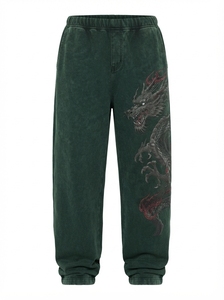 Ensemble de survêtement homme vert foncé, sweat à capuche oversize et pantalon de jogging, streetwear, broderie personnalisée du logo, coton épais - Product Image 3