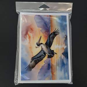 Pelican Fyling at Sunrise Whimsical A7 Tarjetas de notas en blanco Paquete de 8 con sobres Tarjetas de felicitación de tamaño 5x7 - Product Image 3
