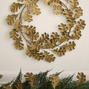 พวงหรีดใบไม้โอ๊คโลหะวินเทจสำหรับแขวนผนัง ธีมฤดูใบไม้ร่วง ประดับตกแต่งสำหรับคริสต์มาสและงานปาร์ตี้วันหยุดสไตล์ยุโรป - Product Image 5