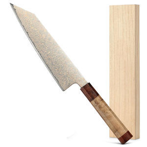 Cuchillo de cobre damasco hecho a mano con perfil delgado y mango de madera para limpiar y procesar pescado - Product Image 4