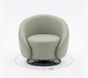 Sillón Giratorio de Diseño Moderno para Sala de Estar, Sillón Individual Curvo de PVC con Brazos Redondos - Product Image 2