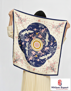 Collection en gros de foulards personnalisés de qualité supérieure, imprimés, effet soie, hijab tendance, châle carré pour le cou - Product Image 5