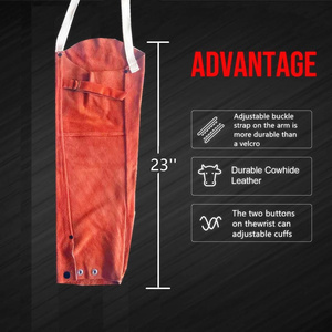 JNM SAFETY Mangas de Soldadura de Cuero Vacuno de Alta Resistencia, Resistentes al Calor y a los Cortes, ANSI/ISEA Nivel de Corte 2, Protección Completa para el Brazo - Product Image 4