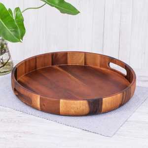 Bandeja Redonda de Madera Clásica y Duradera HAC-368 de H a CRAFT, para Servir en el Hogar, Cocina, Comedor, Decoración, Bodas y Eventos - Product Image 3
