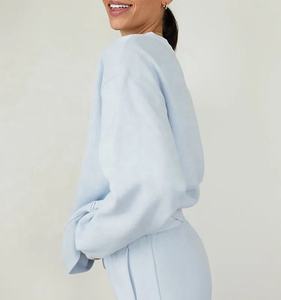 Custom Logo Front Women's <b>Snuggies</b> Sherpa Fleece Cotton Unisex Crew Neck Oversized Pullover Sweater Waterproof Eco-Friendly - Product Image 3