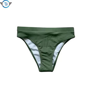 Women's Solid Green Scoop Neck Bandeau Bra Spandex Polyester <b>Stretch</b> Bikini Top Regular Fit Knitted Plain Dyed - Product Image 1