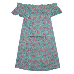 Nuevo Vestido Sexy y Lindo de Algodón, Talla Regular, Corto, con Estampado a Mano, con Hombros Descubiertos, para Mujer - Product Image 2