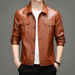 <b>Men</b> <b>Leather</b> <b>Jacket</b> Elegant Fashion Outerwear Winter Apparel Durable <b>Leather</b> Clothing Street Style <b>Men</b> <b>Leather</b> <b>Jacket</b> - Product Image 1
