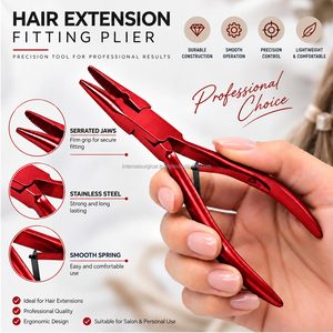 Pince à sertir professionnelle pour extensions de cheveux rouges de 5 pouces, en acier inoxydable, pour micro-anneaux et perles, légère et réutilisable INTENSE - Product Image 4