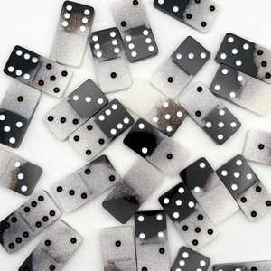 Premium <b>Resin</b> Black and Wight Dominoes Set Smooth Glitter Finish For Home Living Room Decor <b>table</b> <b>Top</b> Game - Product Image 3