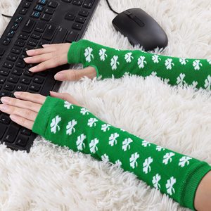 Green Clover Printed <b>Arm</b> <b>Sleeves</b> Unisex Adult Breathable Knitted <b>Sleeve</b> UV Protection <b>Compression</b> <b>Arm</b> <b>Sleeve</b> - Product Image 5