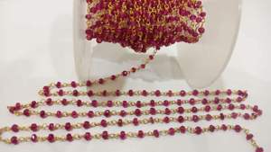 Cadena de Latón con Cuentas de Rosario Facetadas en Forma de Rondelle de Rubí de 3 mm, Se Vende por Pie - Product Image 4