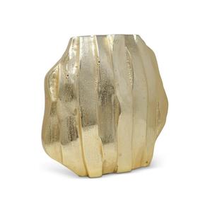 Wedding Decorative Luxury Flower Shape <b>Vases</b> Handmade Tabletop Decor <b>Gold</b> Finish Ribbed Design Oval Shape <b>Vase</b> For Decoration - Product Image 3