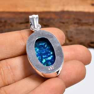 Colgante de ópalo triple australiano, joyería bohemia hecha a mano en plata de ley 925, regalo para mujer - Product Image 2