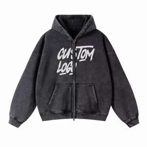 Wholesale Price Low MOQ Acid Washed Hoodie French Terry Cotton Vintage Distressed Acid Wash <b>Pullover</b> Hoodie <b>for</b> <b>Men</b> - Product Image 3