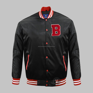 Chaqueta de satén American Gear con botón frontal personalizado letras al por mayor chaqueta universitaria chaqueta de satén Varsity hombres - Product Image 1