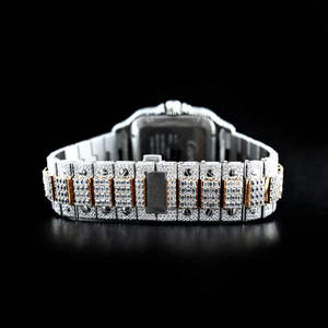 Mens Luxury Stainless Steel <b>Watch</b> with Moissanite VVS Clarity Baguette Diamond Fully Iced Out for Daily Use Upscale Parties - Product Image 2