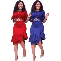 Vestido Elegante Mujer Tuniek Plus Size Goedkope Dressy Jurken Vrouwen Best Selling Moesson Kantoor Pastel Peplum Jurk Plus Size