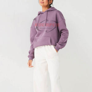 Sudadera Extra Grande para Mujer, Color Morado, de Algodón y Bambú, con Manga Regular, Estilo Urbano Otoñal - Product Image 1