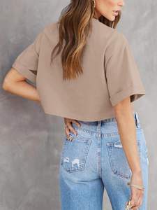 Camiseta con Logotipo Personalizado para Mujer, Algodón Transpirable, Tejido Jersey, Ropa de Primavera/Verano, Alta Calidad, Corte Ajustado Informal, Manga Corta - Product Image 3