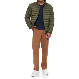 Chaqueta Acolchada Verde Oliva para Hombre, Cuello Alto, Cierre de Cremallera, Acolchado, Resistente al Viento, Informal, para Otoño - Product Image 6